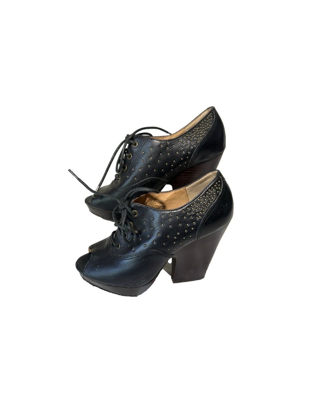 Frye Black Leather Studs Open Toe Chelsea Ankle Booties Size 8M - Picture 1 of 15